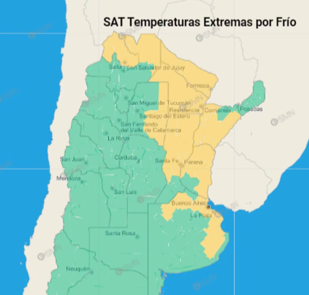 Provincias en alerta amarilla por temperaturas extremas