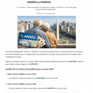 Jubilados en 2026: ¿Cuánto cobrarán con 30 años de aporte?