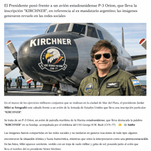 Milei y el avión Kirchner: ¿un símbolo de cambio?